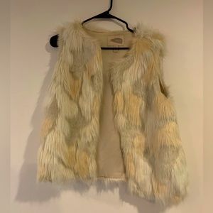 White faux fur vest